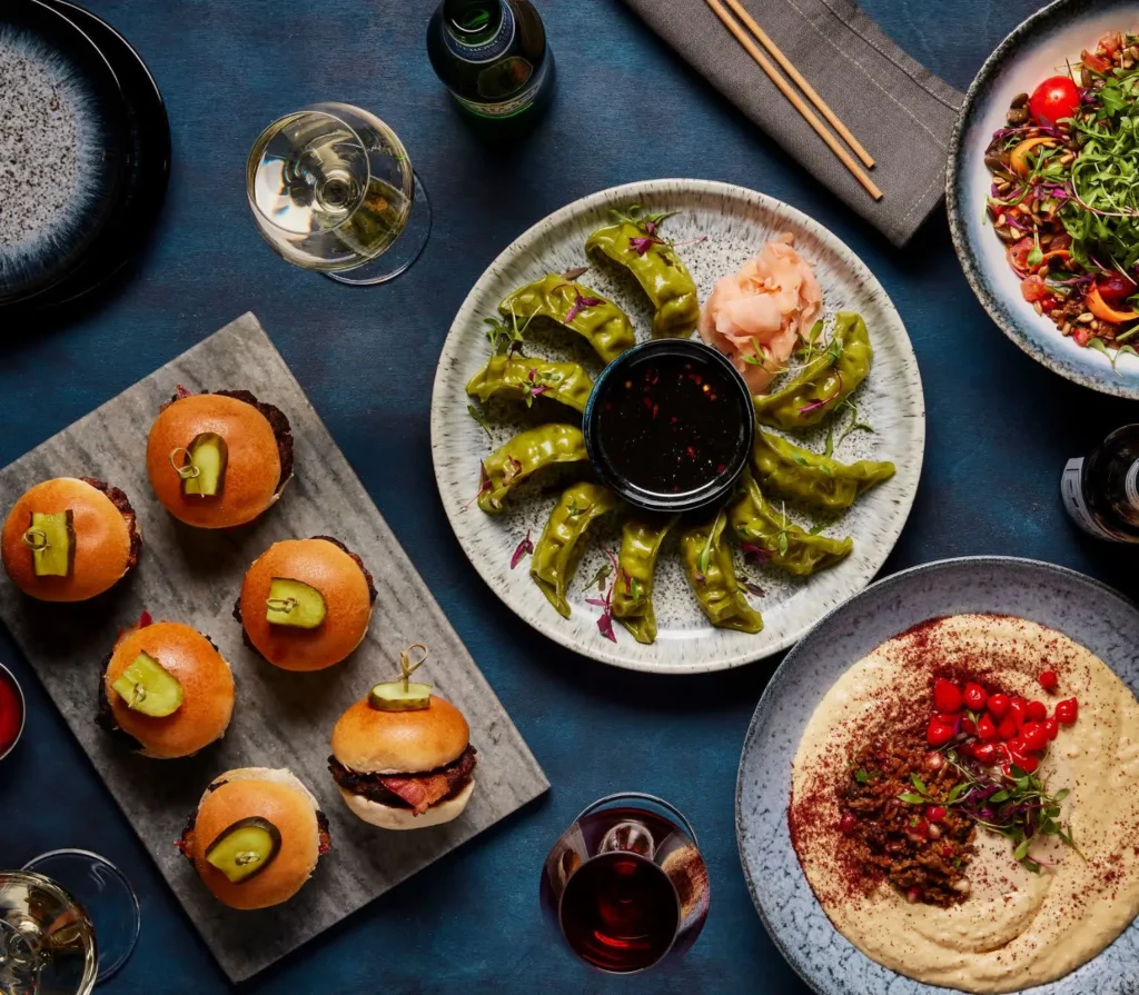 Delicious appetizers, beer and wine
